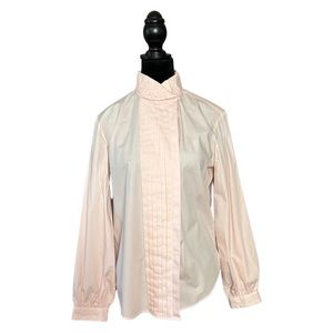 Vintage Levy’s of Nashville Pink Double Over Blouse Floral Collar WOW!! Sz 8